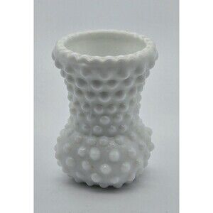 Vintage Milk Glass Hobnail Toothpick Holder White Textured Mini Vase Table Décor